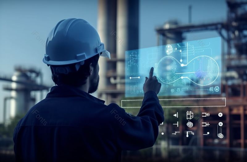 未来科技工人使用互联网操作摄影图,高清,摄影图,摄影图片,图片大全,摄影图免费下载